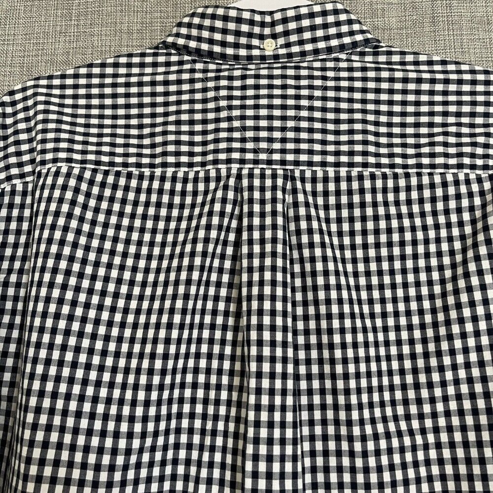 Tommy Hilfiger Mens Medium Blue White Long Sleeve Gingham Plaid Coupe Classique - Picture 8 of 11
